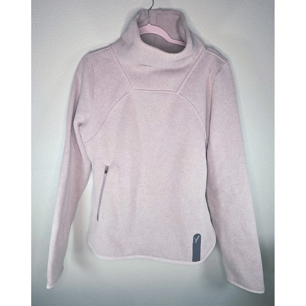 Indygena Fleece Jacket Women Medium Pink Wrap Snap Side Cozy Pullover